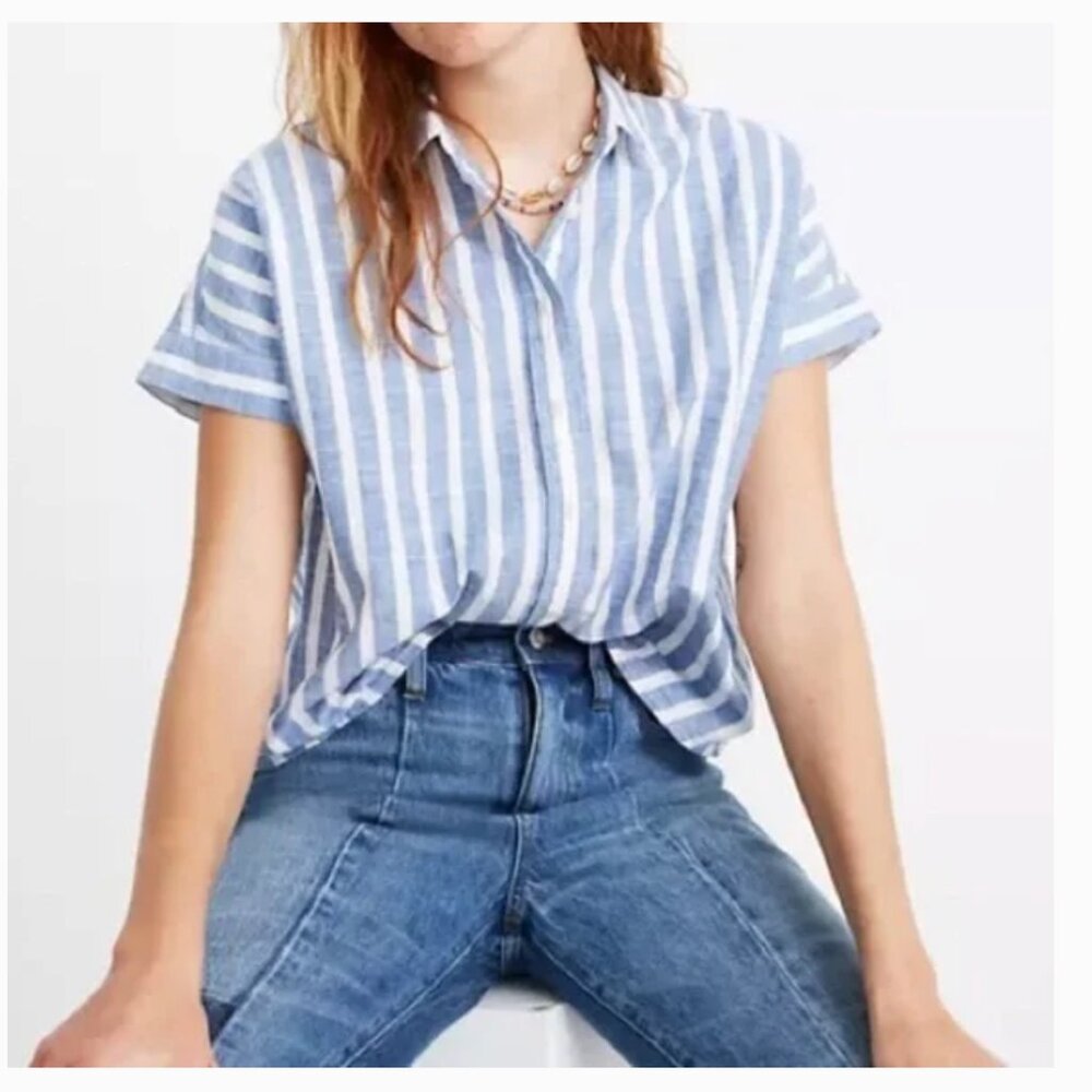 Madewell women's boxy stripe button down tee